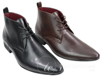 Botas masculinas de cano curto em couro preto e marrom, modelo slip-on, estilo italiano, para revendedor de queijo.