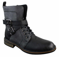 Botas de cano curto estilo punk rock gótico emo para motociclista, com fivela de couro e forro de lã.
