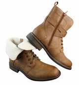 Botas de cano curto estilo punk rock gótico emo para motociclista, com fivela de couro e forro de lã.