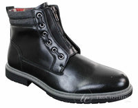 Elong EL0653 - Botas de cano curto casuais com zíper, cadarço, estilo punk rock gótico emo, em couro marrom e preto.