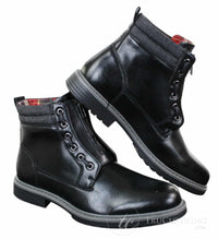 Elong EL0653 - Botas de cano curto casuais com zíper, cadarço, estilo punk rock gótico emo, em couro marrom e preto.