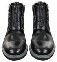Elong EL0653 - Botas de cano curto casuais com zíper, cadarço, estilo punk rock gótico emo, em couro marrom e preto.