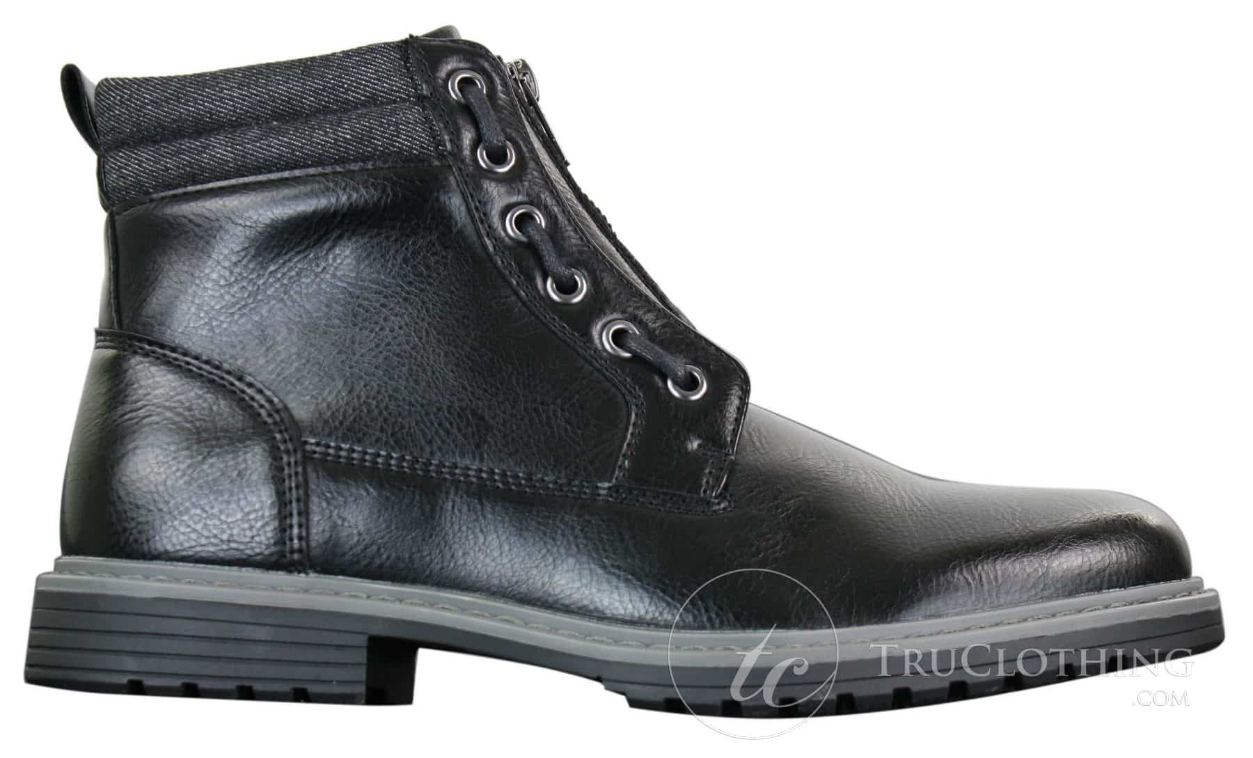 Elong EL0653 - Botas de cano curto casuais com zíper, cadarço, estilo punk rock gótico emo, em couro marrom e preto.