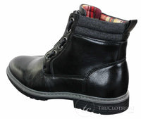 Elong EL0653 - Botas de cano curto casuais com zíper, cadarço, estilo punk rock gótico emo, em couro marrom e preto.