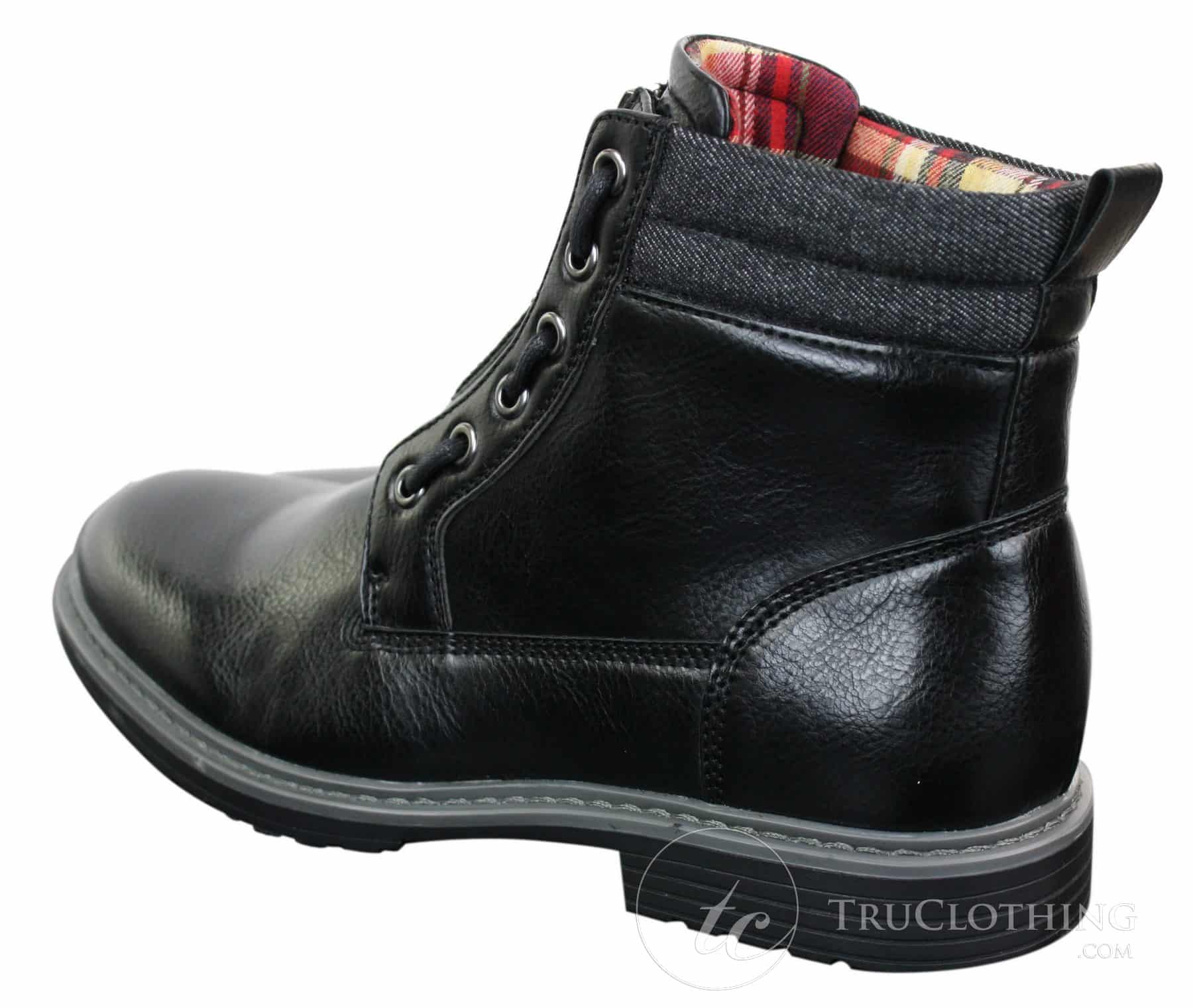 Elong EL0653 - Botas de cano curto casuais com zíper, cadarço, estilo punk rock gótico emo, em couro marrom e preto.