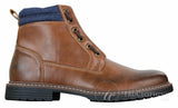 Elong EL0653 - Botas de cano curto casuais com zíper, cadarço, estilo punk rock gótico emo, em couro marrom e preto.