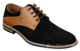 Elong K23 - Sapato Masculino de Camurça com Cadarço, Estilo Casual Elegante, em Couro Sintético Marrom Claro, com Bico Redondo e Ajuste Confortável.