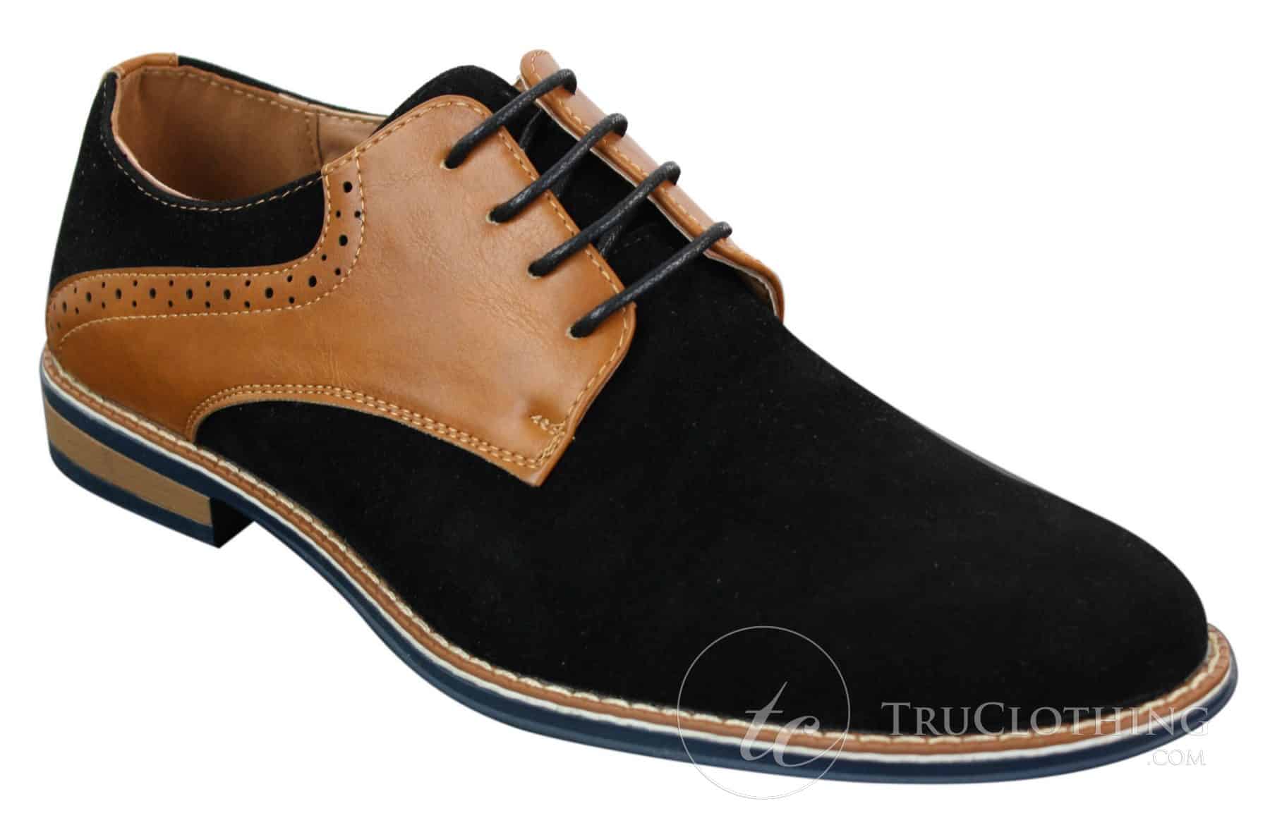 Elong K23 - Sapato Masculino de Camurça com Cadarço, Estilo Casual Elegante, em Couro Sintético Marrom Claro, com Bico Redondo e Ajuste Confortável.
