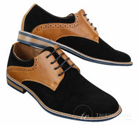 Elong K23 - Sapato Masculino de Camurça com Cadarço, Estilo Casual Elegante, em Couro Sintético Marrom Claro, com Bico Redondo e Ajuste Confortável.