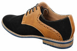 Elong K23 - Sapato Masculino de Camurça com Cadarço, Estilo Casual Elegante, em Couro Sintético Marrom Claro, com Bico Redondo e Ajuste Confortável.