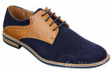 Elong K23 - Sapato Masculino de Camurça com Cadarço, Estilo Casual Elegante, em Couro Sintético Marrom Claro, com Bico Redondo e Ajuste Confortável.