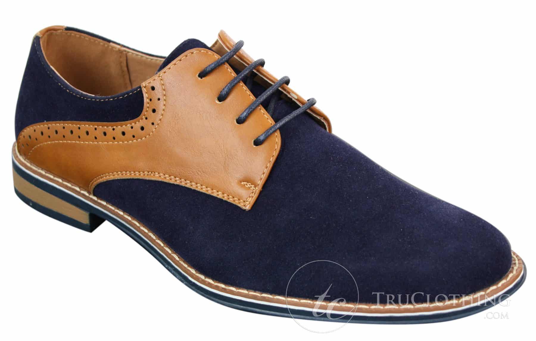 Elong K23 - Sapato Masculino de Camurça com Cadarço, Estilo Casual Elegante, em Couro Sintético Marrom Claro, com Bico Redondo e Ajuste Confortável.