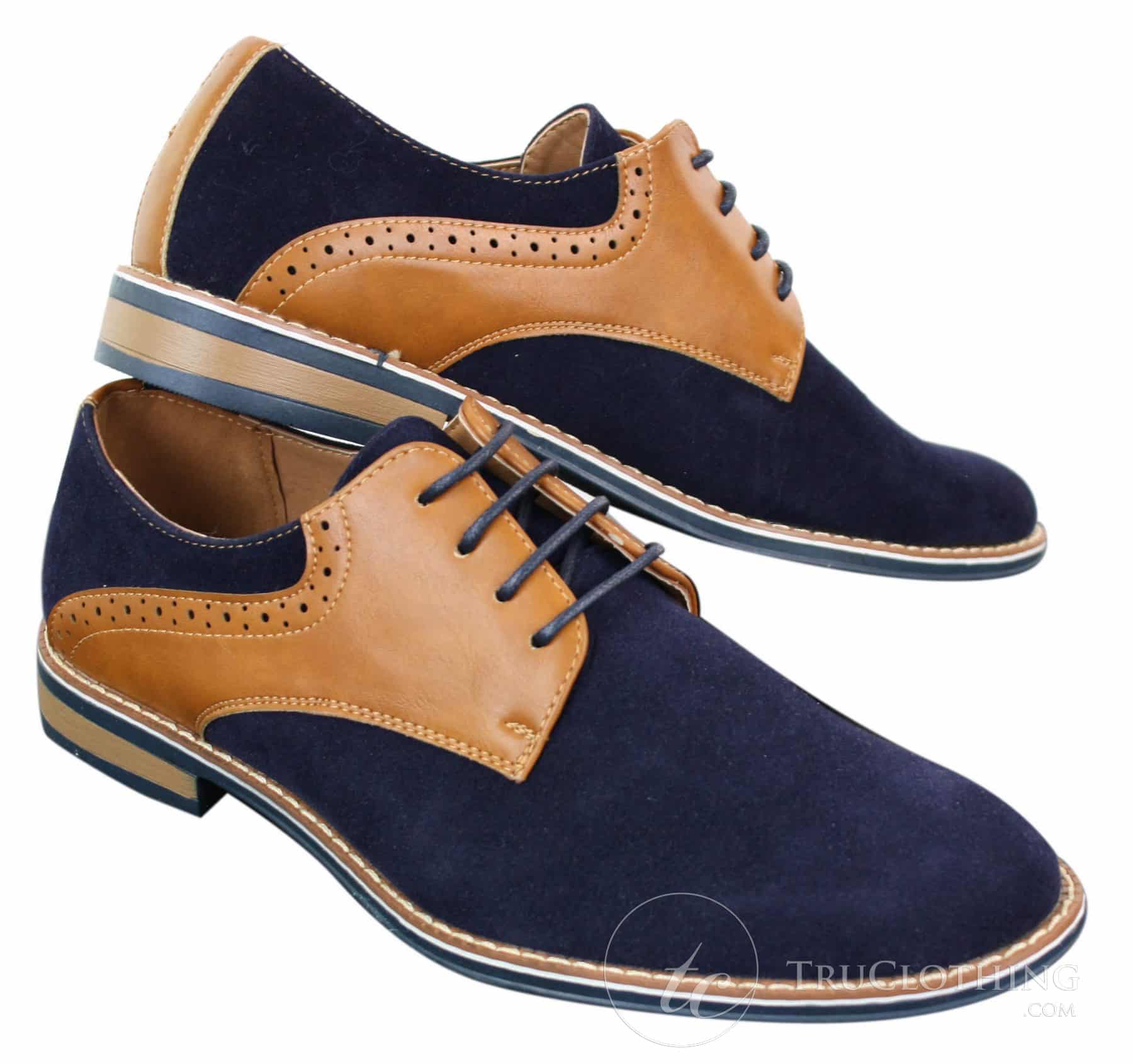 Elong K23 - Sapato Masculino de Camurça com Cadarço, Estilo Casual Elegante, em Couro Sintético Marrom Claro, com Bico Redondo e Ajuste Confortável.