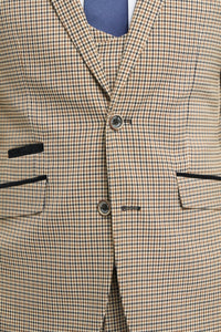 Terno masculino xadrez bege e azul marinho