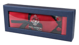 Conjunto de presente em cetim de seda vermelho com gravata, lenço de bolso, abotoaduras e cetim brilhante.