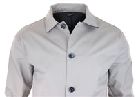 Casaco masculino de comprimento médio, leve, elegante e casual, bege pedra.