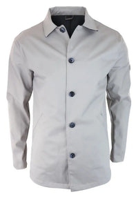 Casaco masculino de comprimento médio, leve, elegante e casual, bege pedra.