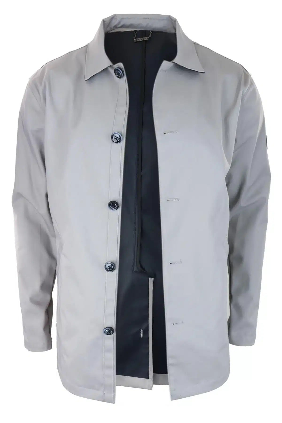 Casaco masculino de comprimento médio, leve, elegante e casual, bege pedra.