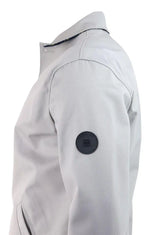 Casaco masculino de comprimento médio, leve, elegante e casual, bege pedra.