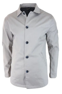 Casaco masculino de comprimento médio, leve, elegante e casual, bege pedra.