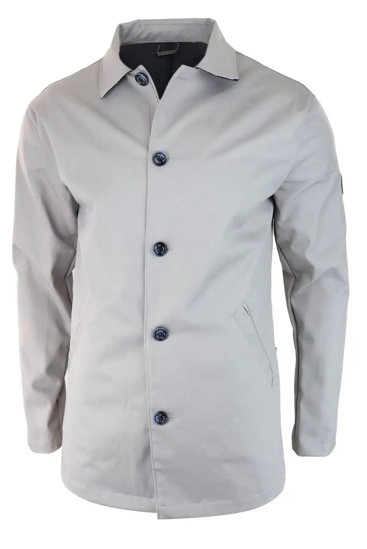 Casaco masculino de comprimento médio, leve, elegante e casual, bege pedra.