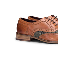 Sapatos masculinos vintage em couro legítimo, estilo brogue, década de 1920, em camurça e tweed, com cadarço, elegantes e formais.