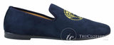 Fiorello HD0112-04 - Mocassins masculinos pretos icônicos Medusa, estilo mocassim, para dirigir, em camurça sintética italiana.
