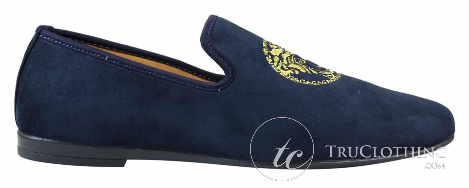 Fiorello HD0112-04 - Mocassins masculinos pretos icônicos Medusa, estilo mocassim, para dirigir, em camurça sintética italiana.
