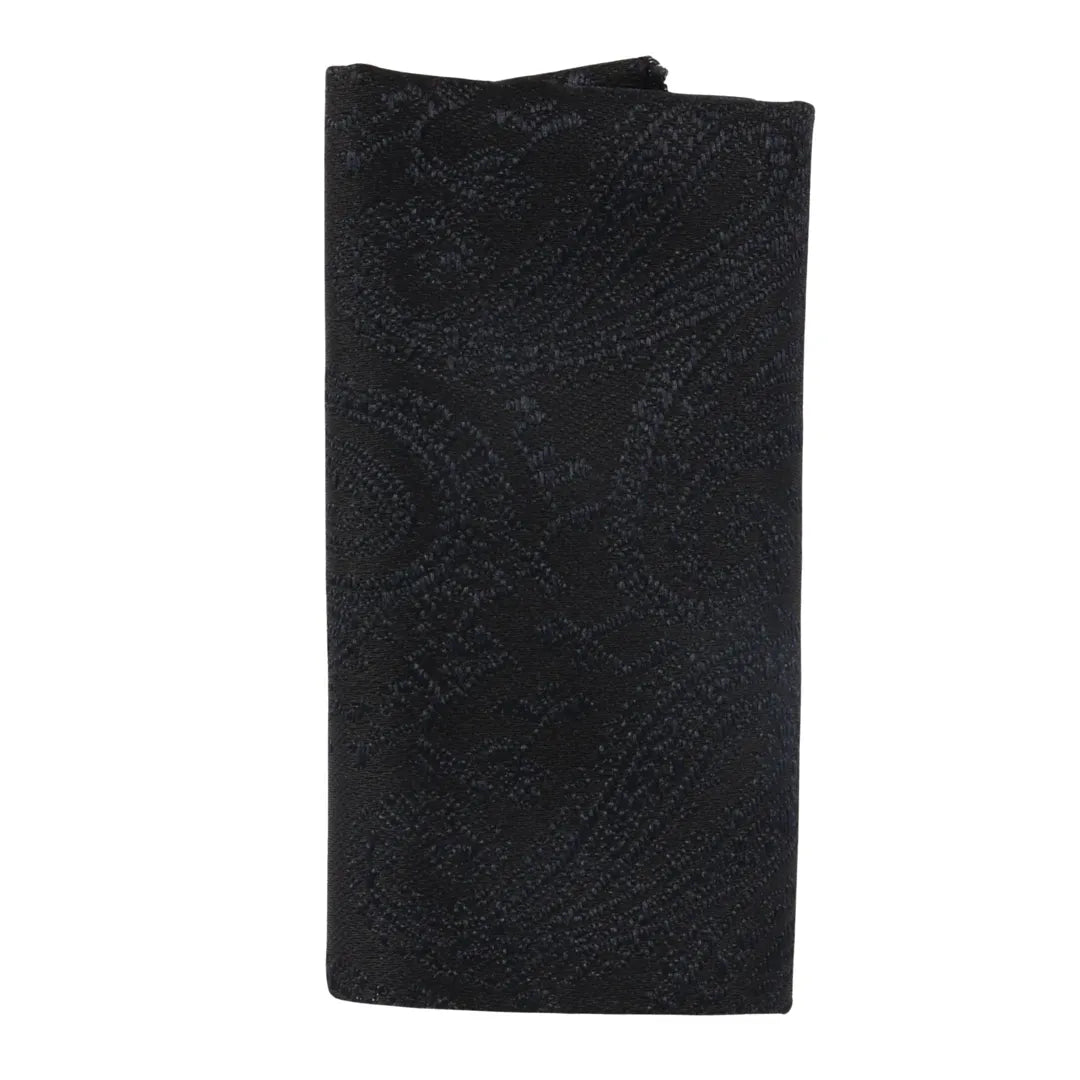 Conjunto de gravata e lenço de bolso masculino formal com estampa floral - Preto