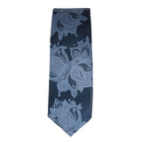 Conjunto de gravata e lenço de bolso masculino formal com estampa floral - Azul