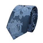 Conjunto de gravata e lenço de bolso masculino formal com estampa floral - Azul