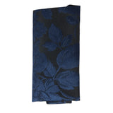 Conjunto de gravata e lenço de bolso masculino formal com estampa floral - Azul Marinho