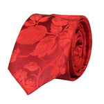 Conjunto de gravata e lenço de bolso masculino formal com estampa floral - Vermelho