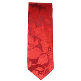 Conjunto de gravata e lenço de bolso masculino formal com estampa floral - Vermelho