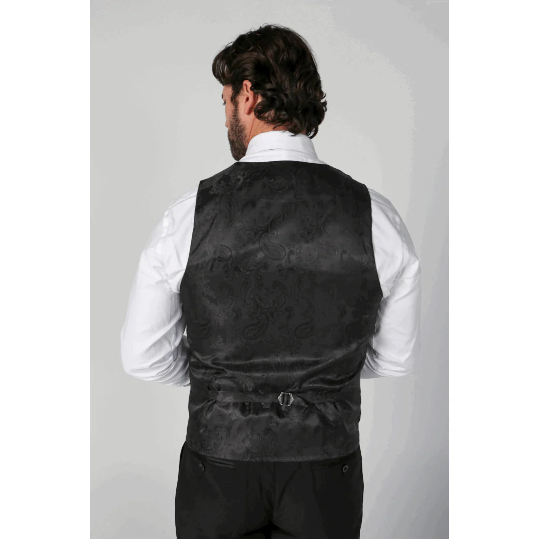 Colete preto de abotoamento duplo para homem da Ford
