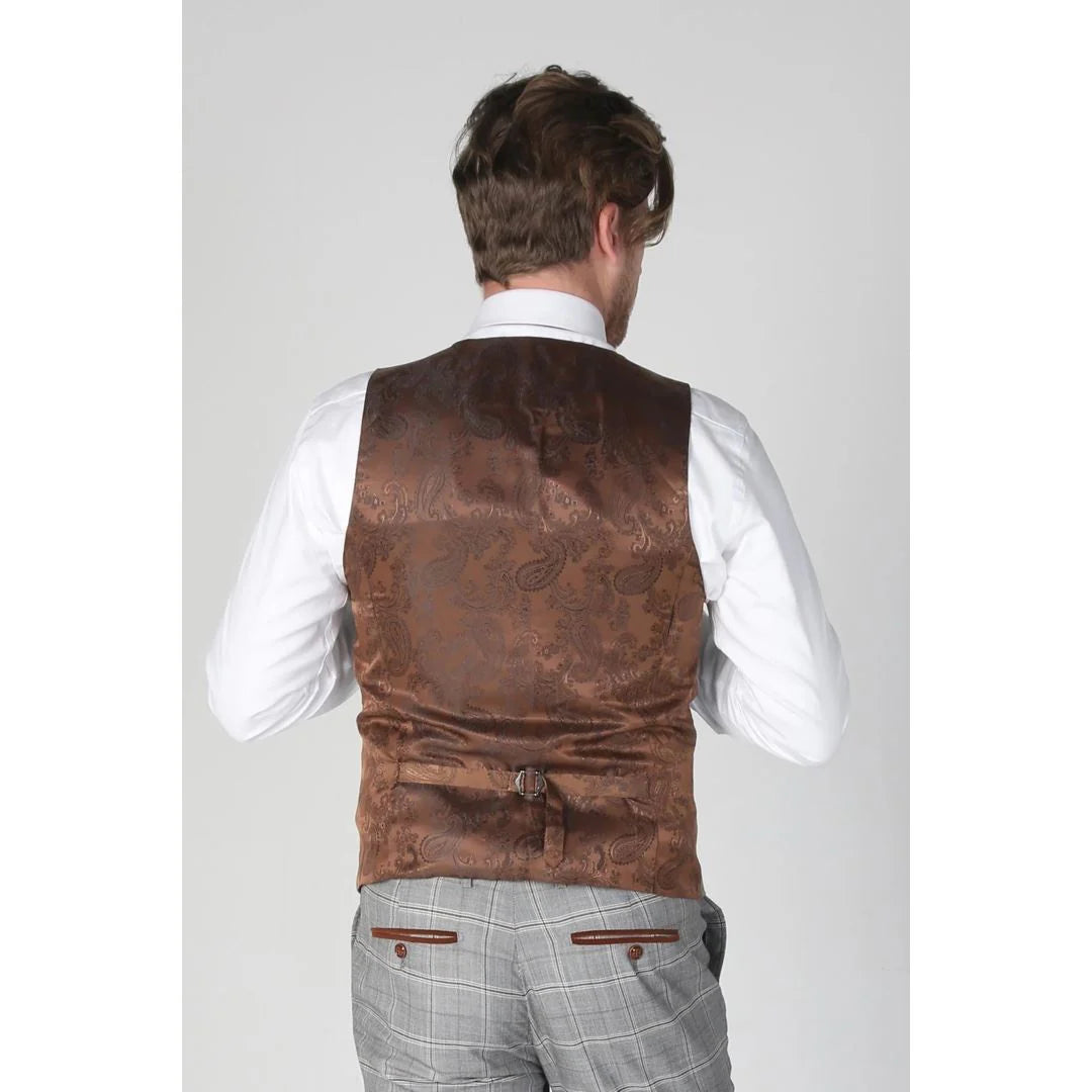 Francis - Colete masculino xadrez cinza