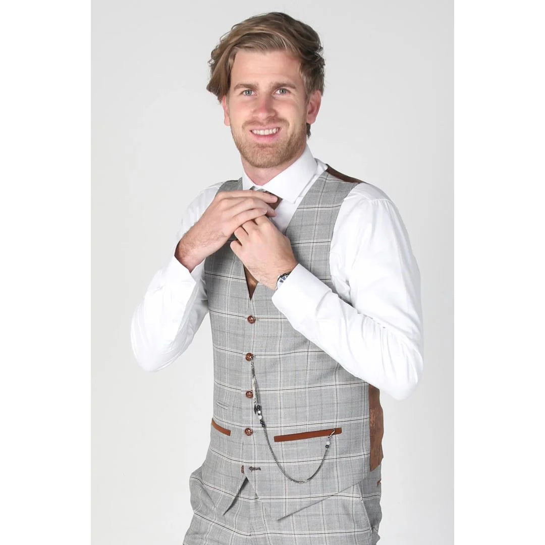 Francis - Colete masculino xadrez cinza