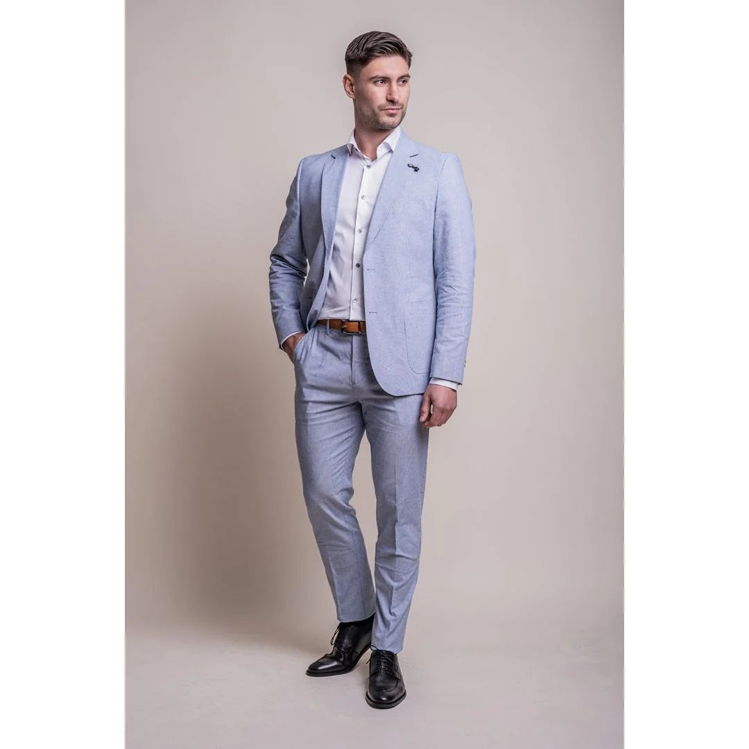 Fredrik - Terno Azul Masculino de Verão para Casamento, 2 Peças