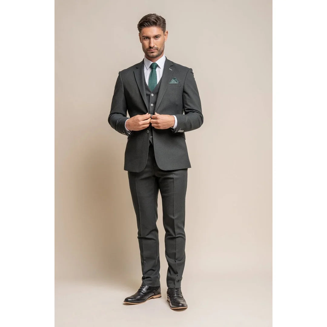 Furious - Blazer formal masculino verde-oliva escuro