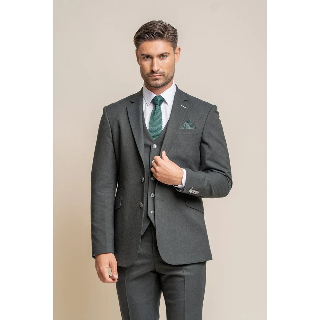 Furious - Blazer formal masculino verde-oliva escuro