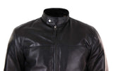 Jaqueta masculina de couro legítimo preta estilo motociclista