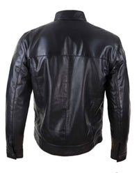 Jaqueta masculina de couro legítimo preta estilo motociclista