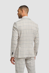 Gabriel - Blazer masculino xadrez em linho cinza