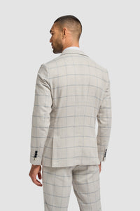 Gabriel - Blazer masculino xadrez em linho cinza