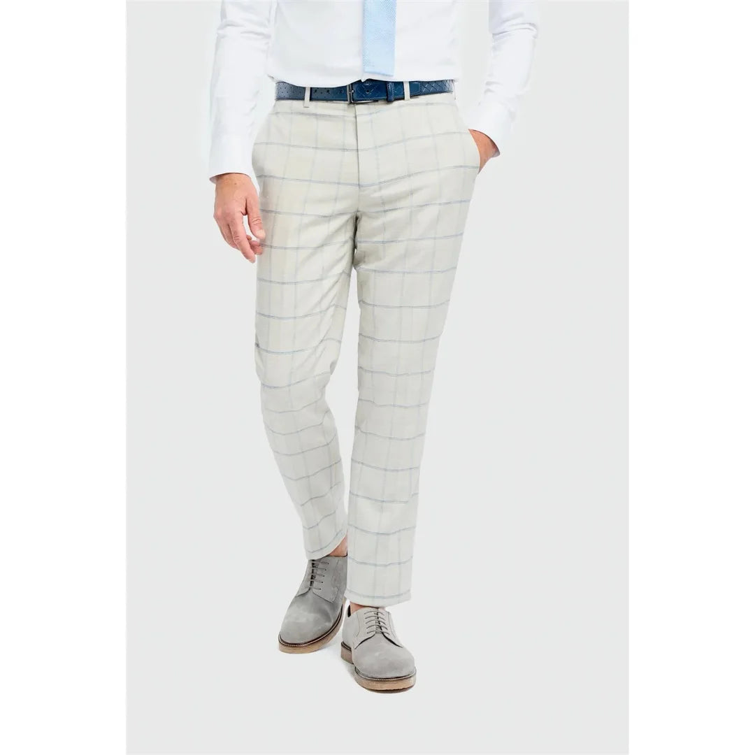 Gabriel - Calças xadrez cinza masculinas