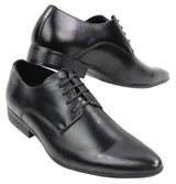 Sapatos masculinos de couro nas cores azul, preto, creme e bege, com design italiano, bico fino e cadarço.