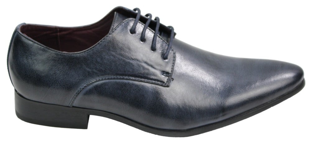 Sapatos masculinos de couro nas cores azul, preto, creme e bege, com design italiano, bico fino e cadarço.
