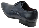 Sapatos masculinos de couro nas cores azul, preto, creme e bege, com design italiano, bico fino e cadarço.