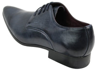 Sapatos masculinos de couro nas cores azul, preto, creme e bege, com design italiano, bico fino e cadarço.