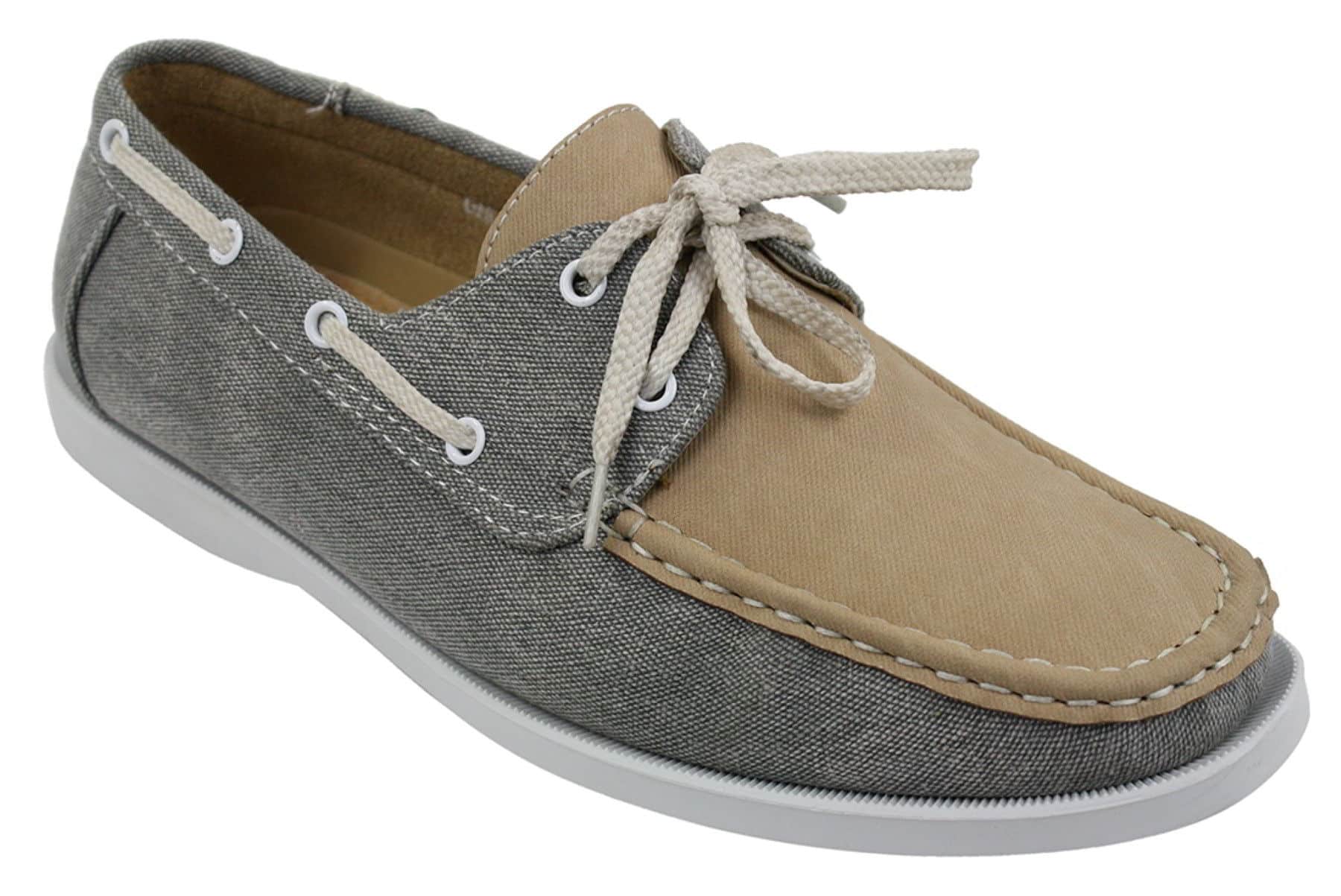 Sapatos náuticos masculinos estilo retrô em jeans, com cadarço, na cor azul marinho.